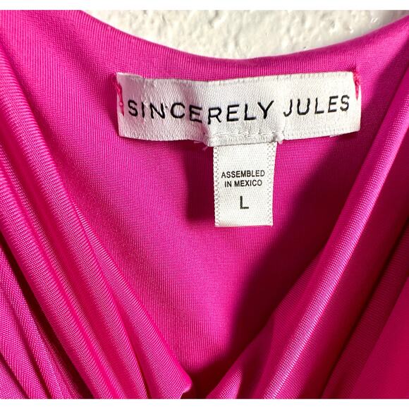 Sincerely Jules Size Large Pink 90s Slinky Slip dress Midi Cowl Neck Barbiecore - Picture 4 of 9